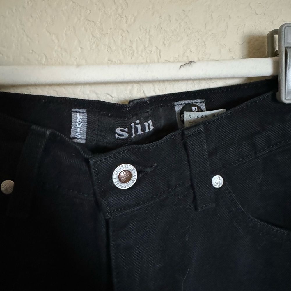 Vintage Silver Tab Levi's Jeans‎ Slim Straight Leg Black High Rise USA Sz 26 - Picture 6 of 7